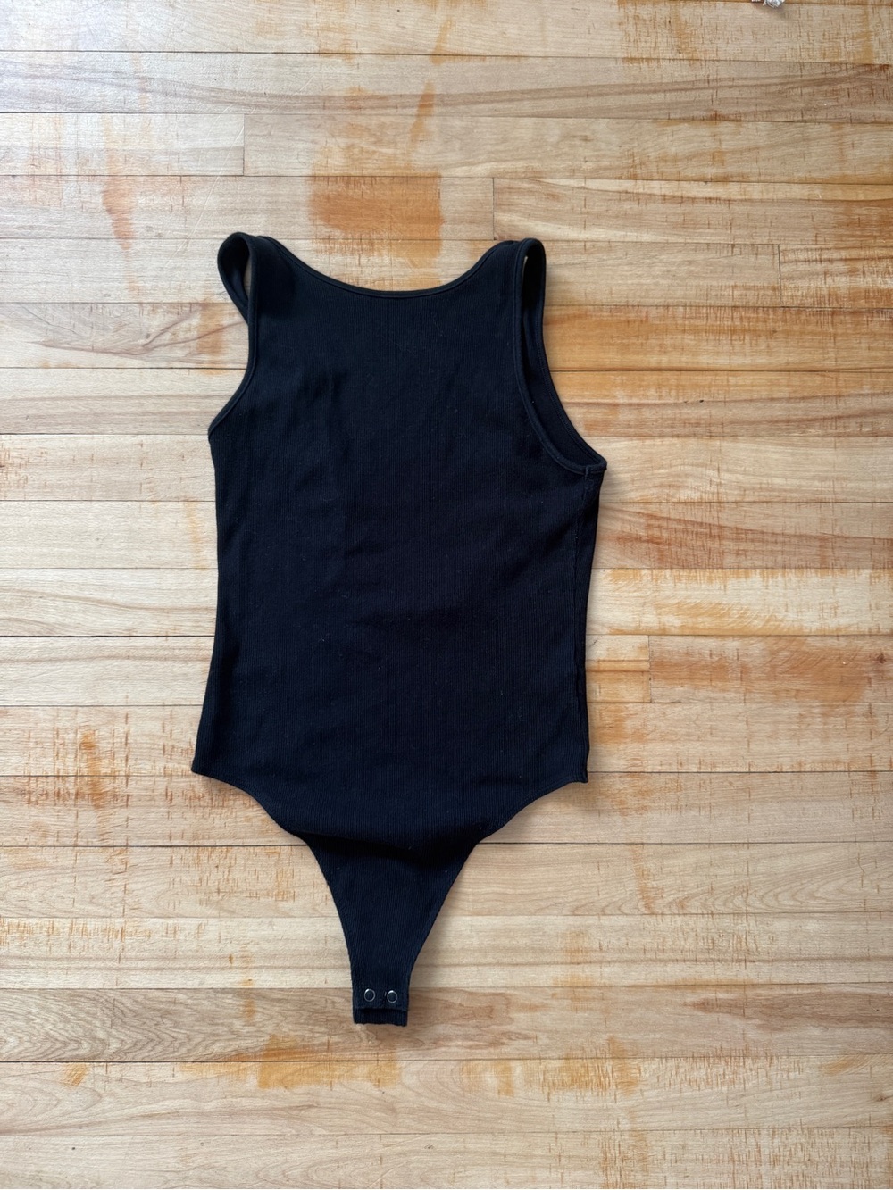 Aerie Black Cotton Ribbed Backless Bodysuit